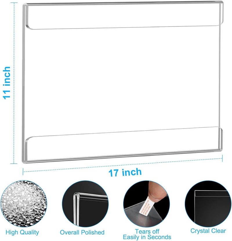 EHWINE 8 Pack 11x17 Wall Mount Acrylic Sign Holder,Horizontal Wall Signs Photo Menu Flyer Display Holders, Plastic Clear Acrylic Frames for Office Home Hotel Business Store (with Adhesive Tape) - Image 3